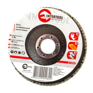 Диск шлифовальный лепестковый 125x22 мм, зерно K80 INTERTOOL BT-0208