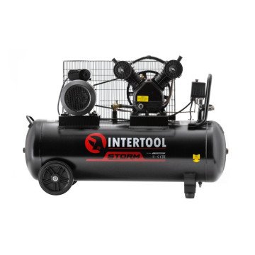 Компрессор 100 л, 3 кВт, 220 В, 8 атм, 500 л/мин, 2 цилиндра, STORM INTERTOOL PT-0014