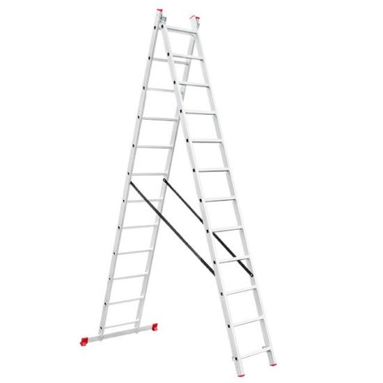 Сходи алюмінієві 2-х секційні універсальні розкладні 2x12 ступ. 5,93 м INTERTOOL LT-0212