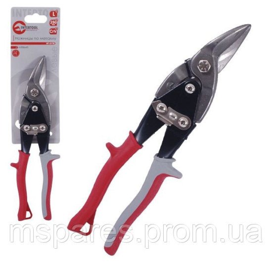 Ножницы по металлу 250мм левые Cr-V INTERTOOL HT-0178