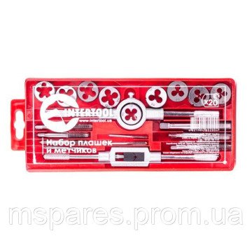 Набор плашек M6-M12 и метчиков M3-M12 INTERTOOL SD-8020