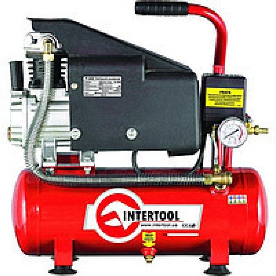 Компрессор 9л, 0.75кВт, 1.0HP, 220 В, 8атм, 160л/мин INTERTOOL PT-0002